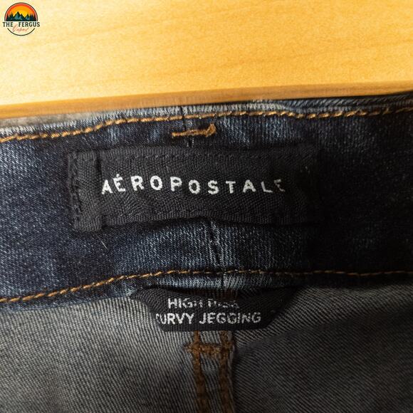 Aeropostale Curvy Jegging Denim Blue Cotton Blend Jeans High-Rise Women's Sz 12 - Picture 8 of 11